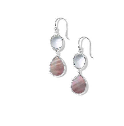 IPPOLITA Wonderland Snowman Earrings in Rock Crystal & Brown Shell Slice