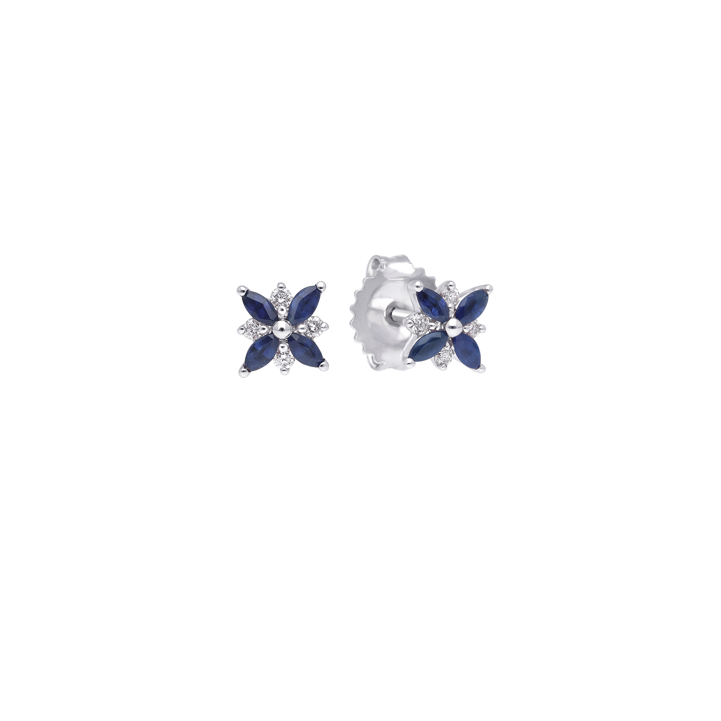 Sabel Collection White Gold Marquise Sapphire and Diamond Stud Earrings