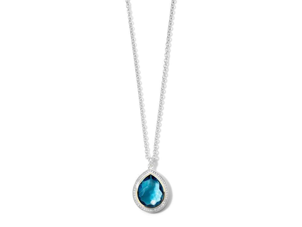 IPPOLITA Rock Candy Sterling Silver and 18K Yellow Gold Blue Topaz Teardrop Pendant