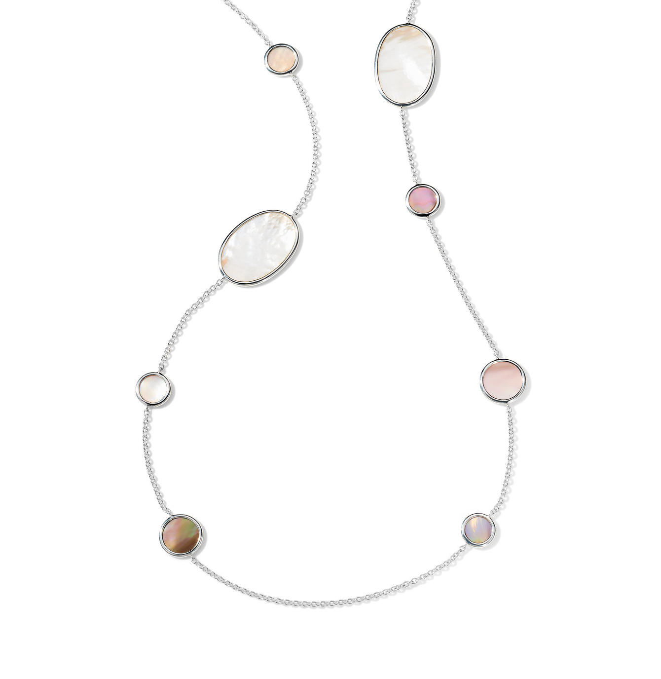 IPPOLITA Polished Rock Candy Sterling Silver Oval Station Necklace in Dahlia