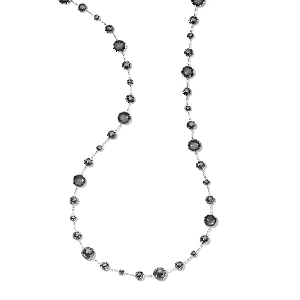 IPPOLITA Lollipop Sterling Silver Lollitini Long Gemstone Station Necklace in Hematite Doublet