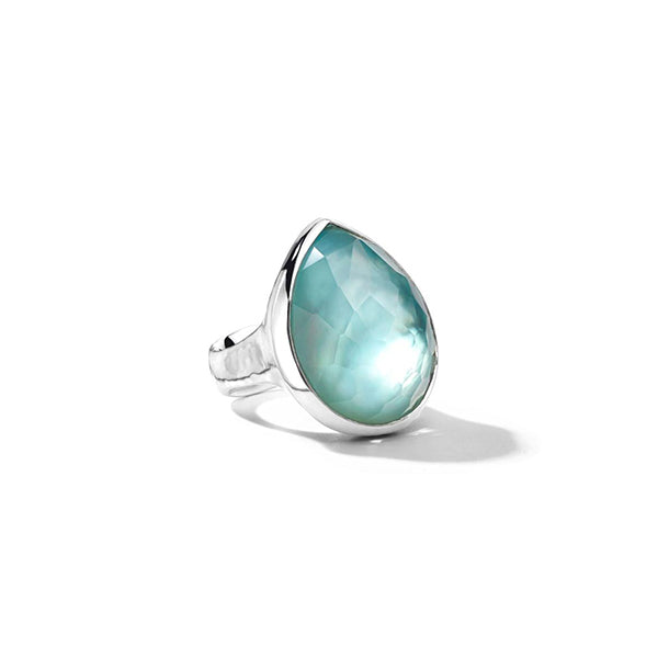 IPPOLITA Wonderland Large Teardrop Ring in Rock Crystal and Mother of Pearl