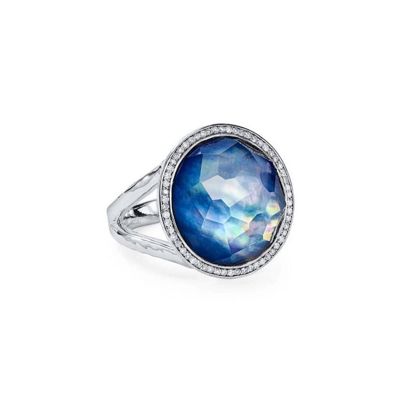 swatch||Lapis, Clear Quartz, and Mother-of-Pearl Triplet