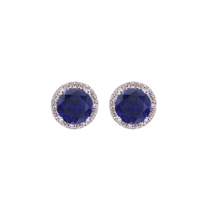 Sabel Collection Birthstone and Diamond Halo Earrings
