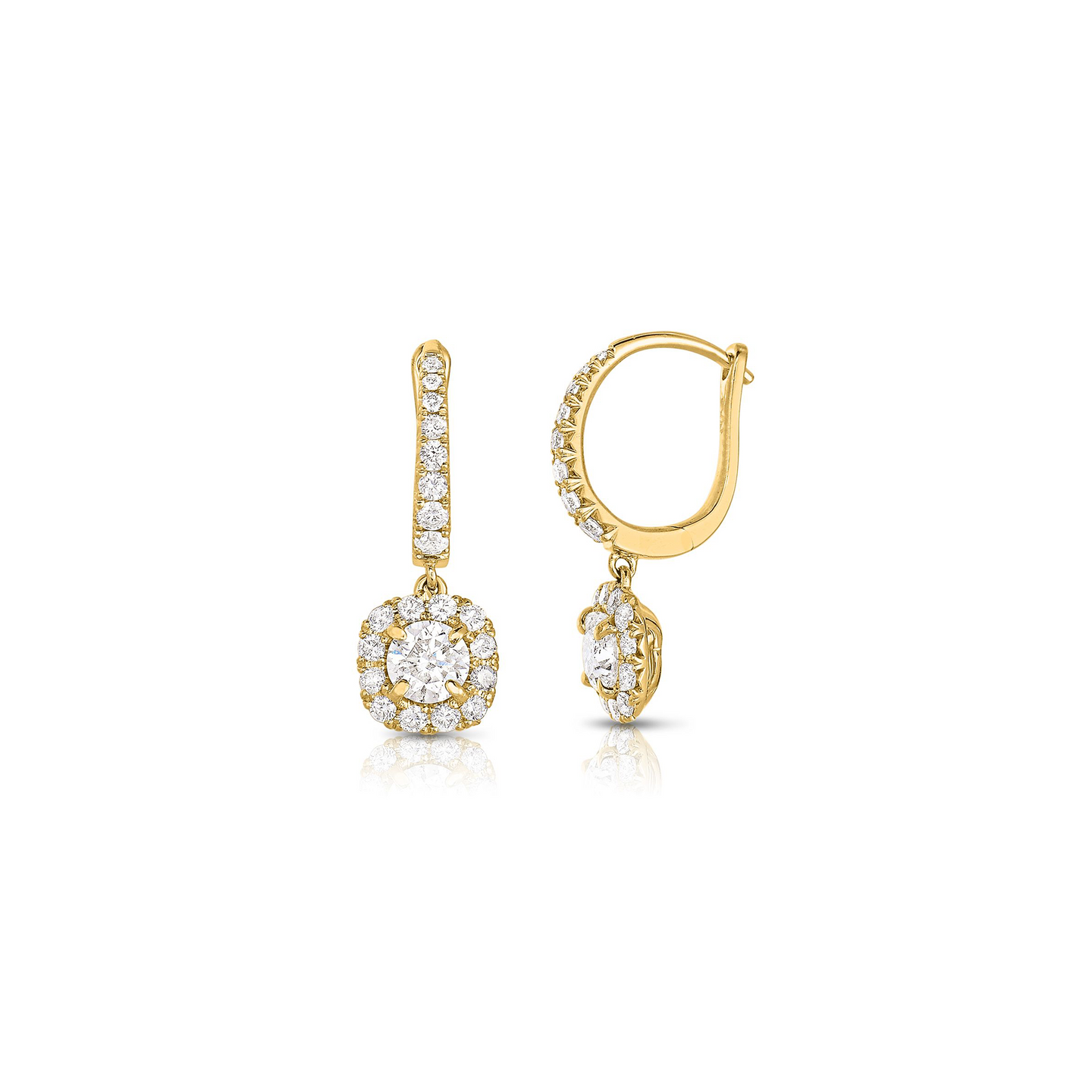 Sabel Collection 14K Yellow Gold Round Diamond Halo Earrings