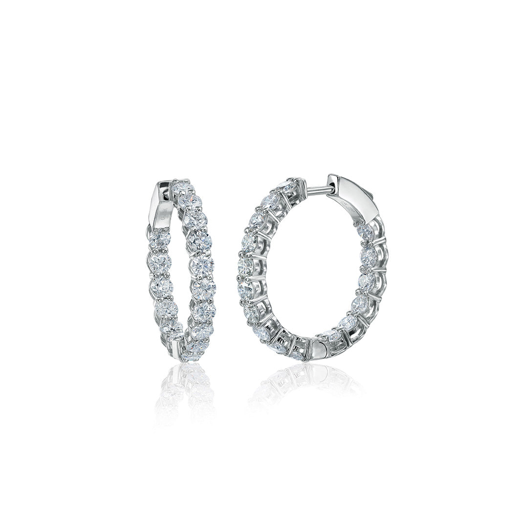 Sabel Collection 18K White Gold Round Inside Out Diamond Hoop Earrings