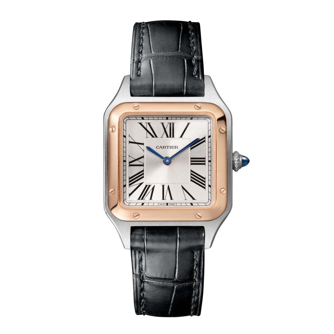 Santos-Dumont Small Steel and Pink Gold Watch