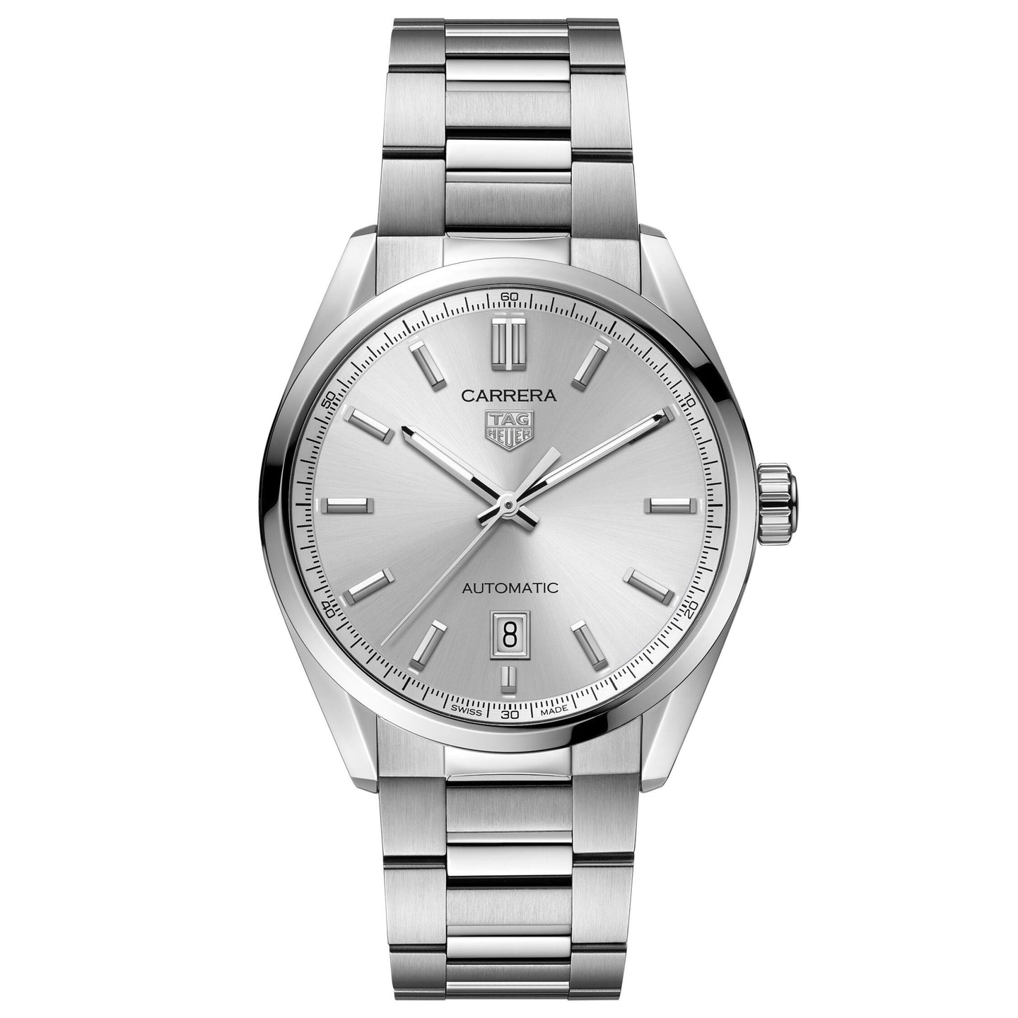 TAG Heuer Carrera Calibre 5 Automatic Men's Silver Dial & Steel Watch, 39mm