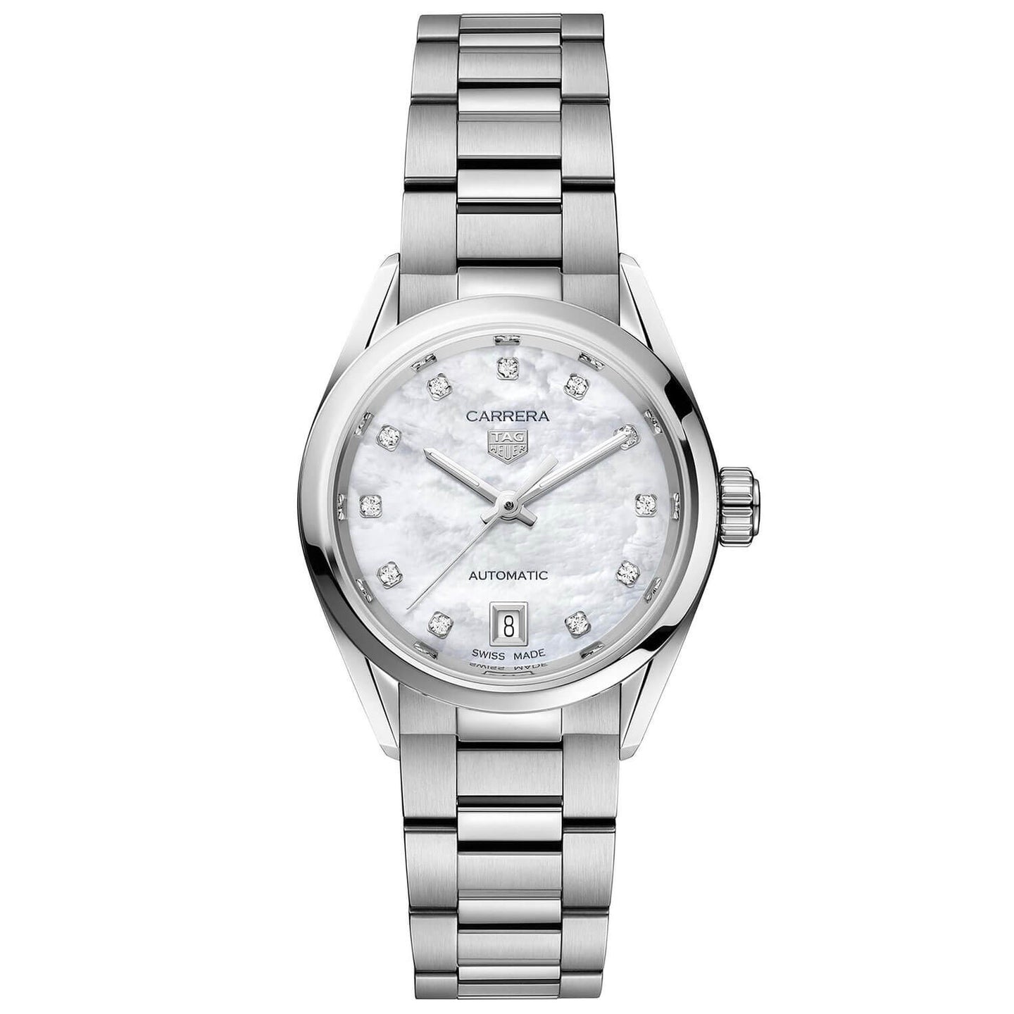 TAG Heuer Carrera Calibre 9 Automatic Ladies' Mother of Pearl Steel Watch, 29mm
