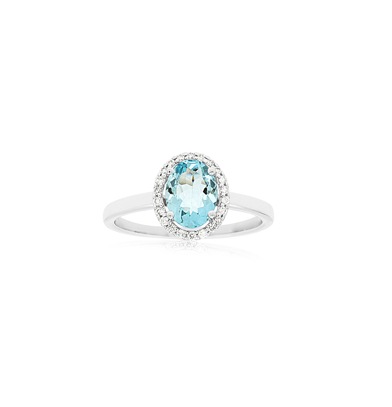 Sabel Collection 14k White Gold Aquamarine and Diamond Ring