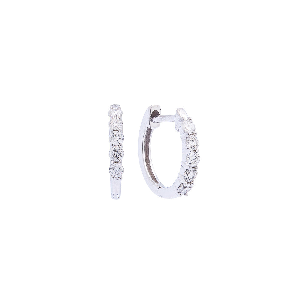 Sabel Collection 14K White Gold Diamond Small Huggie Hoop Earrings