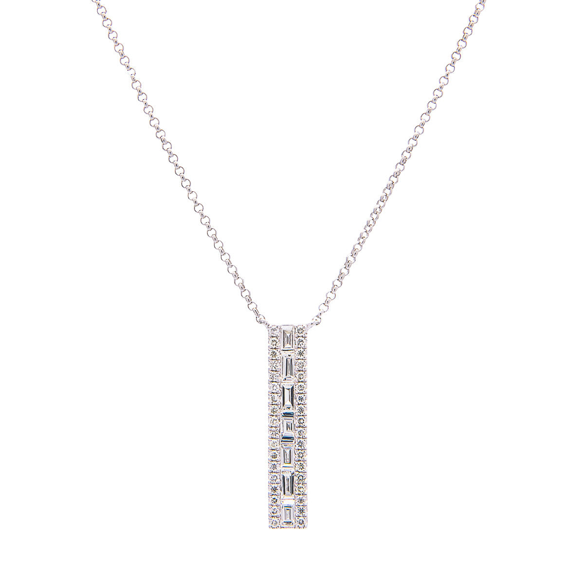 Sabel Collection 14K White Gold Baguette Diamond Drop Necklace