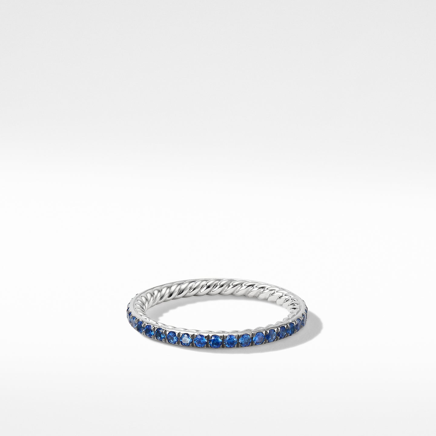 Eden 1.85mm Blue Sapphire Wedding Band Ring in Platinum, Size 6