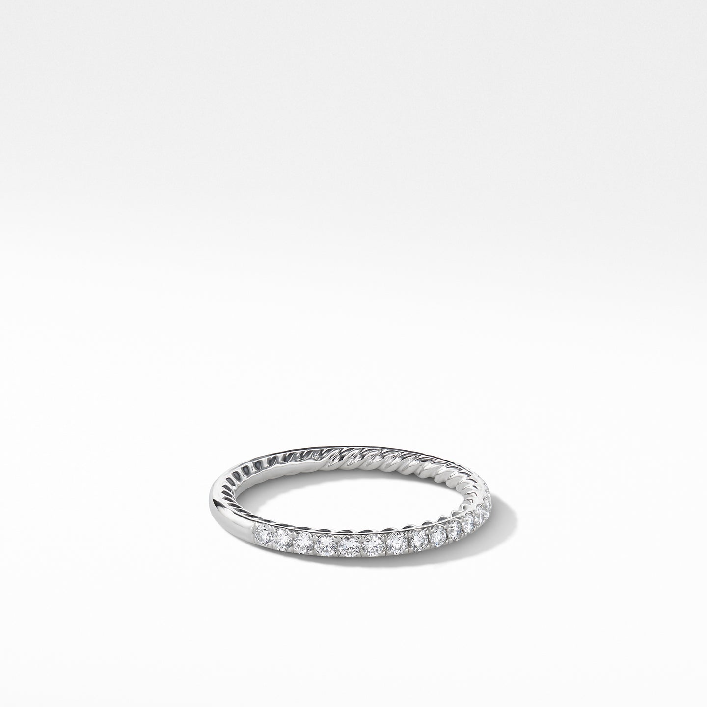 Diamond Pavé Halfway Eternity Wedding Band Ring in Platinum, Size 6