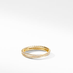 Crossover Micro Pavé Diamond Wedding Band Ring in 18K Yellow Gold, Size 6