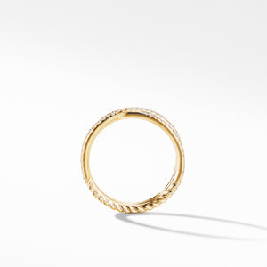 Crossover Micro Pavé Diamond Wedding Band Ring in 18K Yellow Gold, Size 6