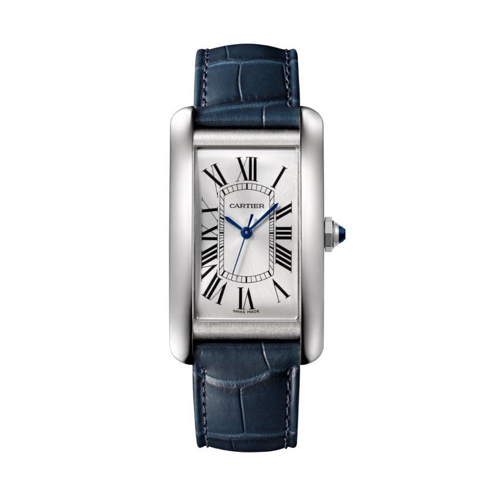 Tank Américaine Large Steel Leather Strap Watch