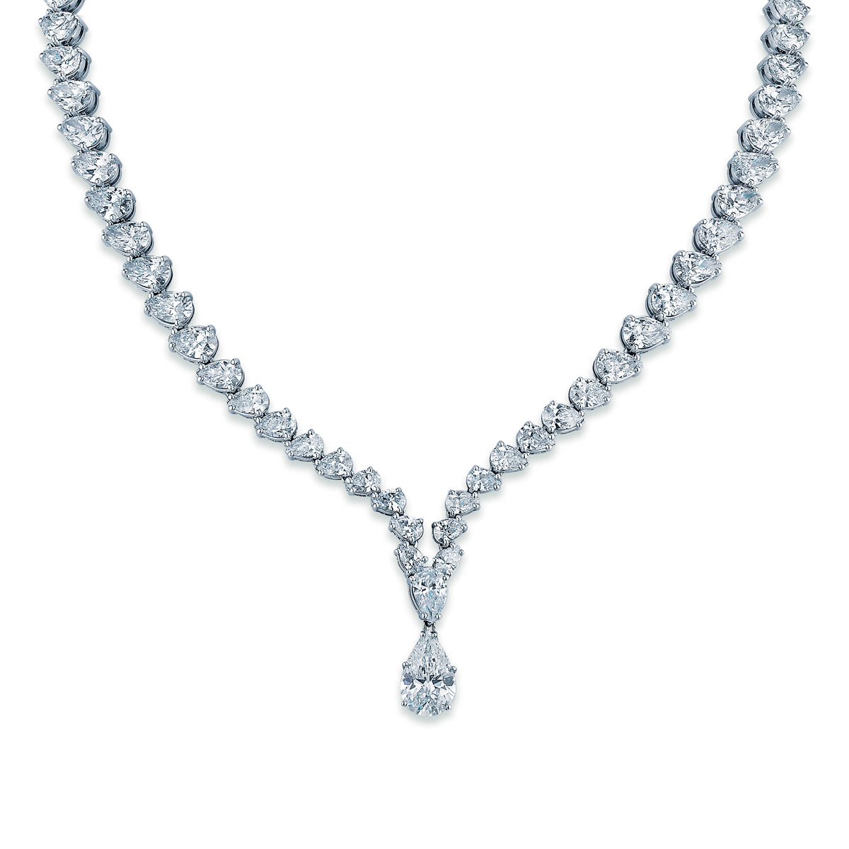 Sabel Collection 18K White Gold Diamond Dangle Eternity Necklace