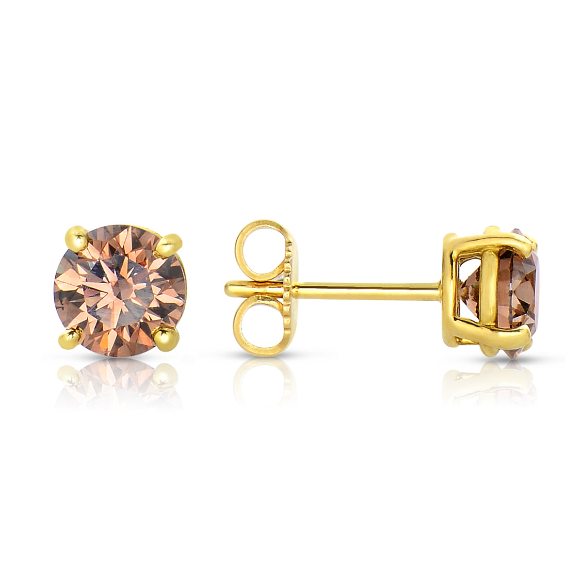 Sabel Collection 18K Yellow Gold Fancy Mocha Round Diamond Stud Earrings