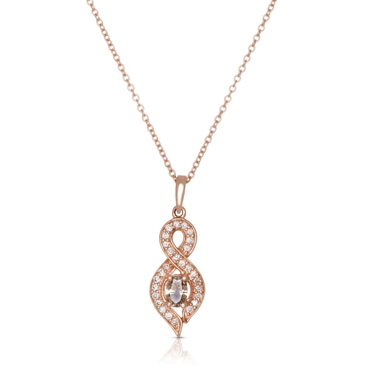 Sabel Collection 14K Rose Gold Oval Fancy Diamond and White Diamond Twist Pendant