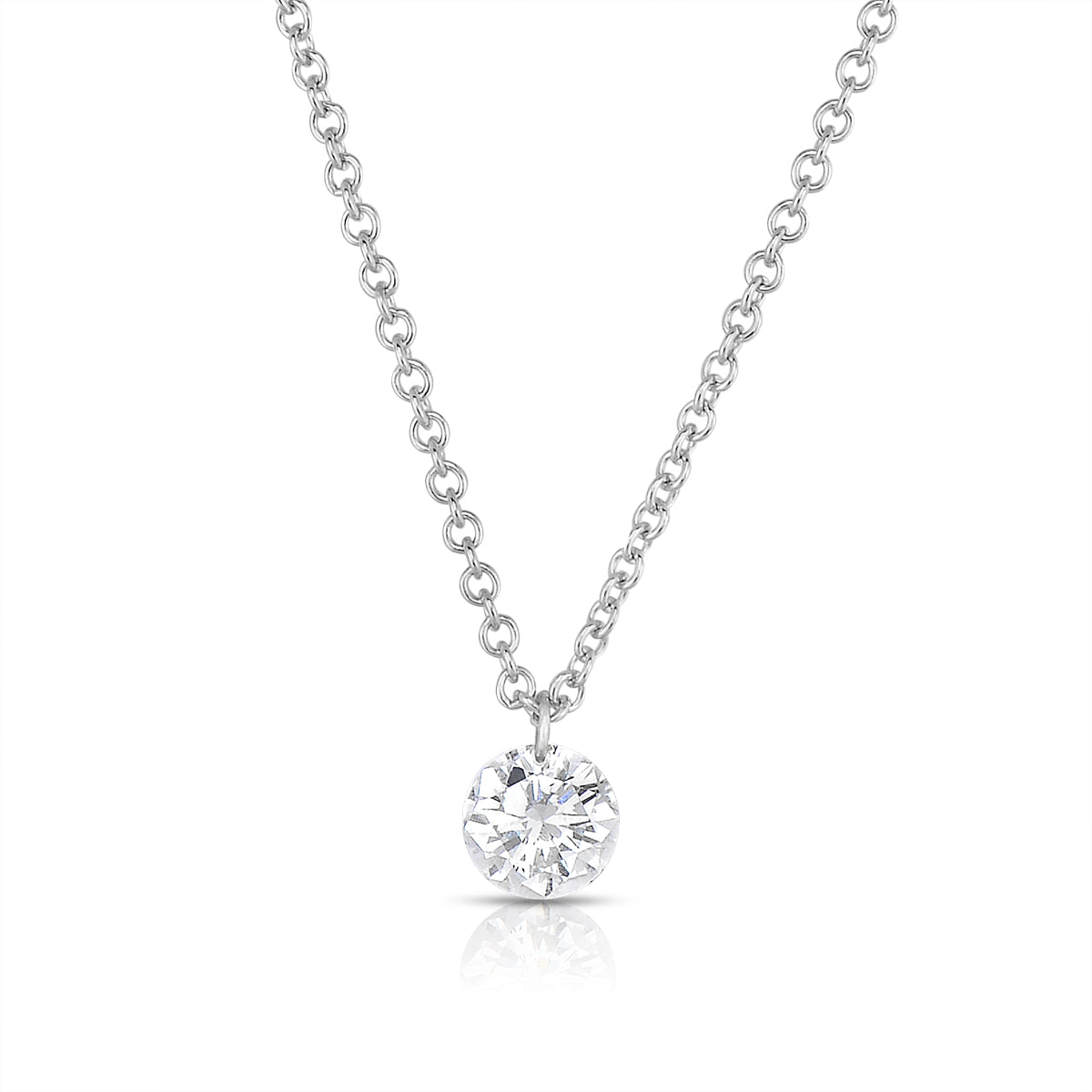 Sabel Collection 14K White Gold Diamond Solitaire Pendant Necklace