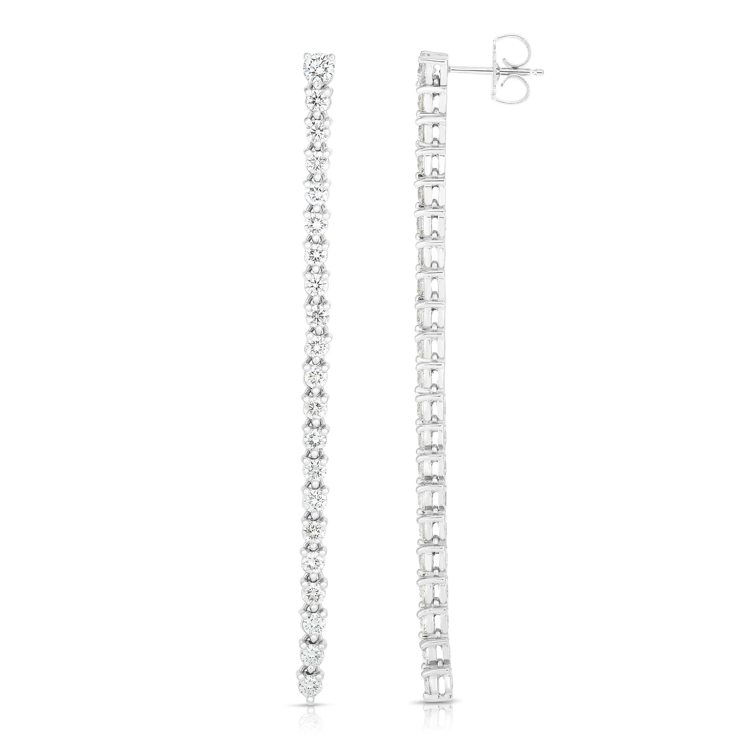 Sabel Collection 14K White Gold Round Diamond Drop Linear Earrings