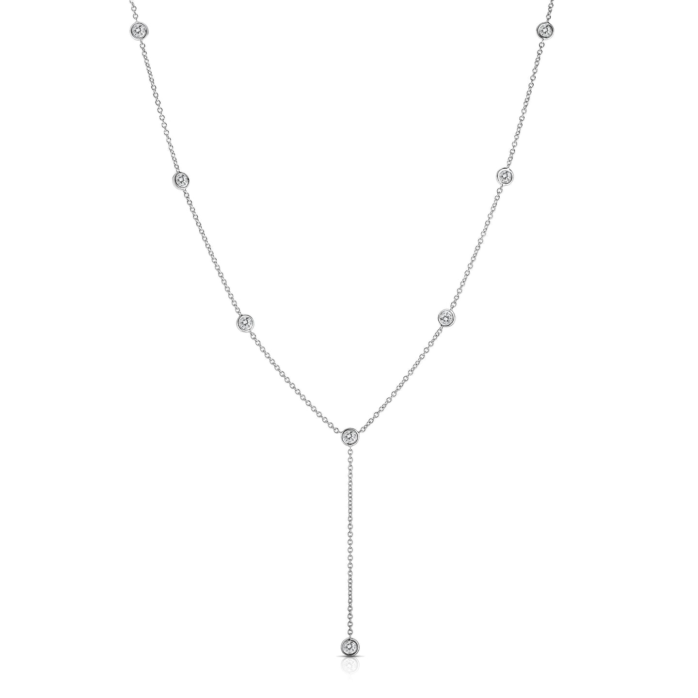 Sabel Collection 14K White Gold Station Diamond by Yard Drop Necklace