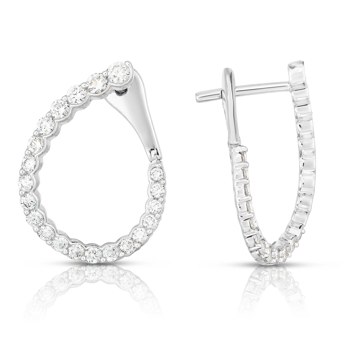 Sabel Collection 14K White Gold Oval Twist Diamond Hoop Earrings