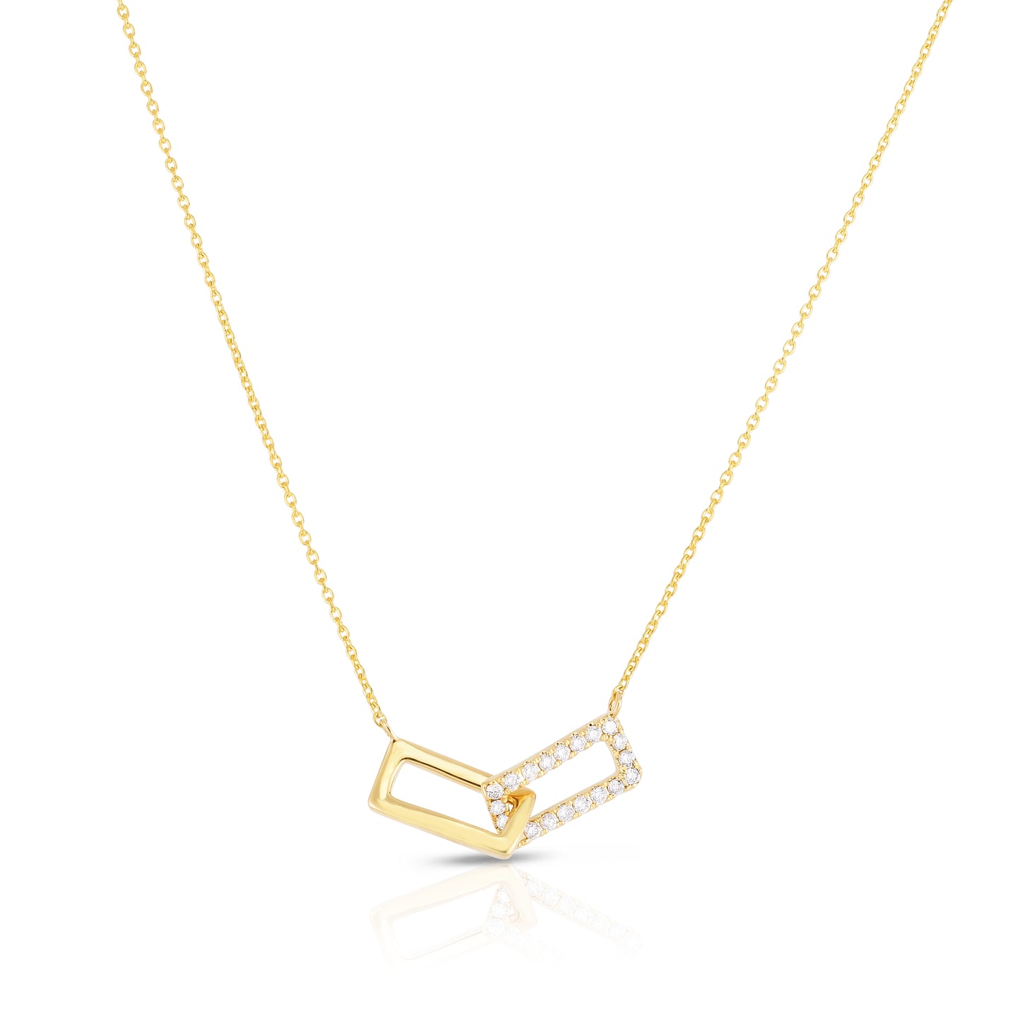 Sabel 14K Yellow Gold Round Diamond Double Rectangle Necklace