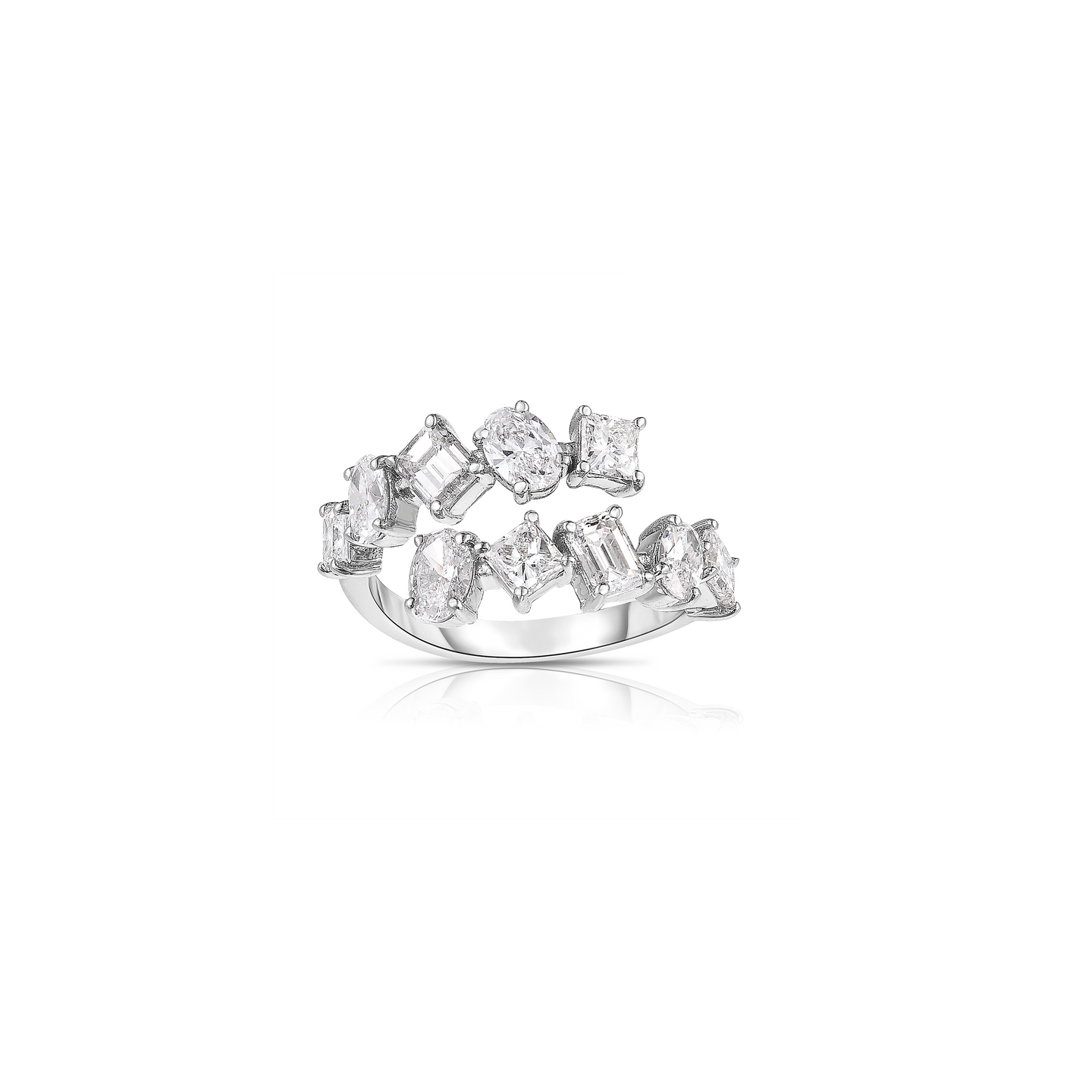 Sabel 14K White Gold Emerald, Oval & Princess Cut Diamond Fashion Ring