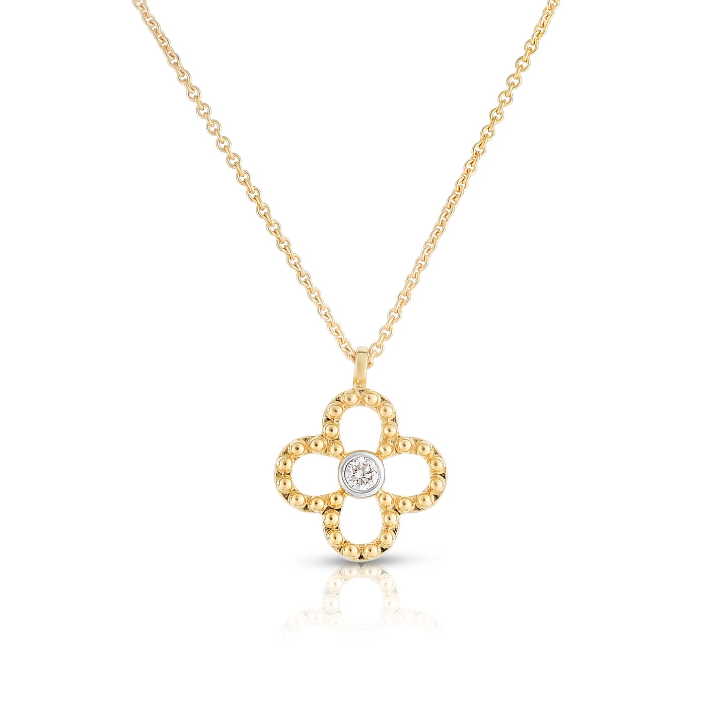 Sabel Collection 14K Yellow Gold Clover Necklace with Diamond