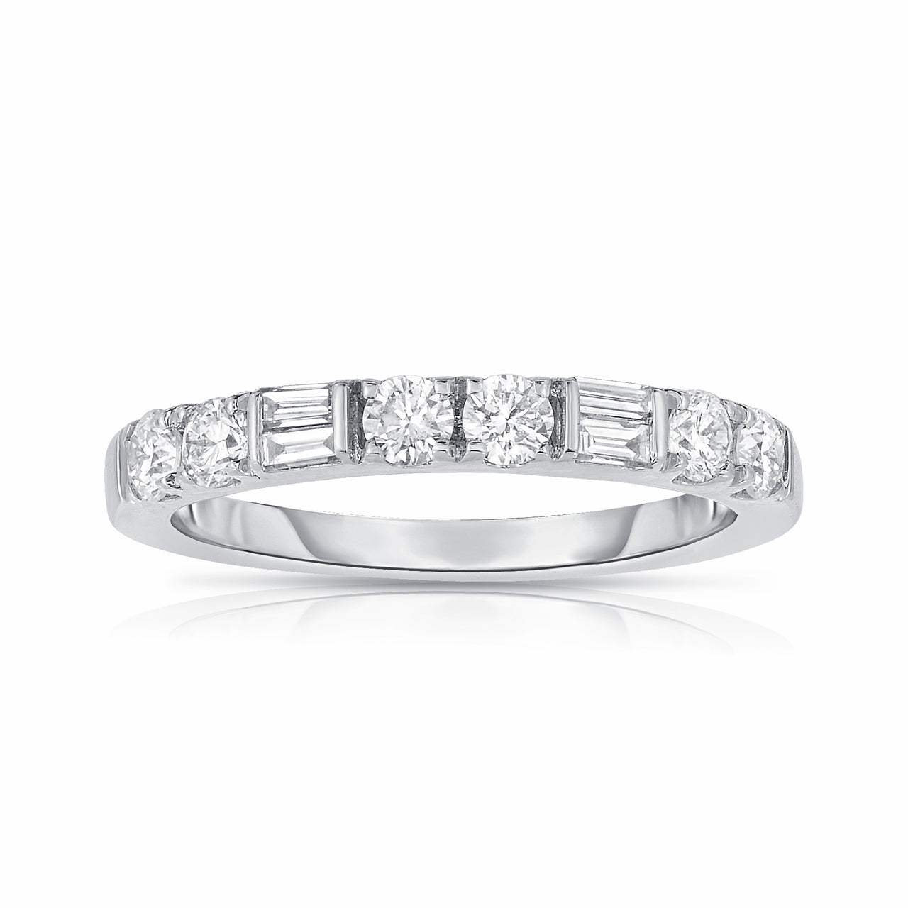 Fink's 14K White Gold Round and Baguette Cut Diamond Wedding Band 