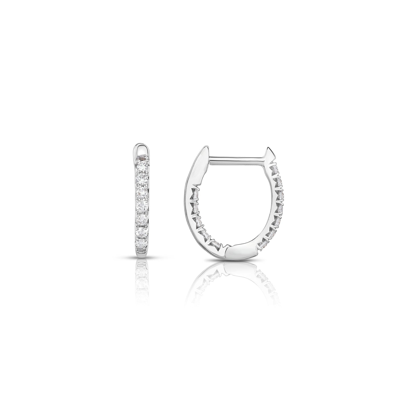 Sabel Collection 14K White Gold Small Oval Inside Out Diamond Hoop Earrings