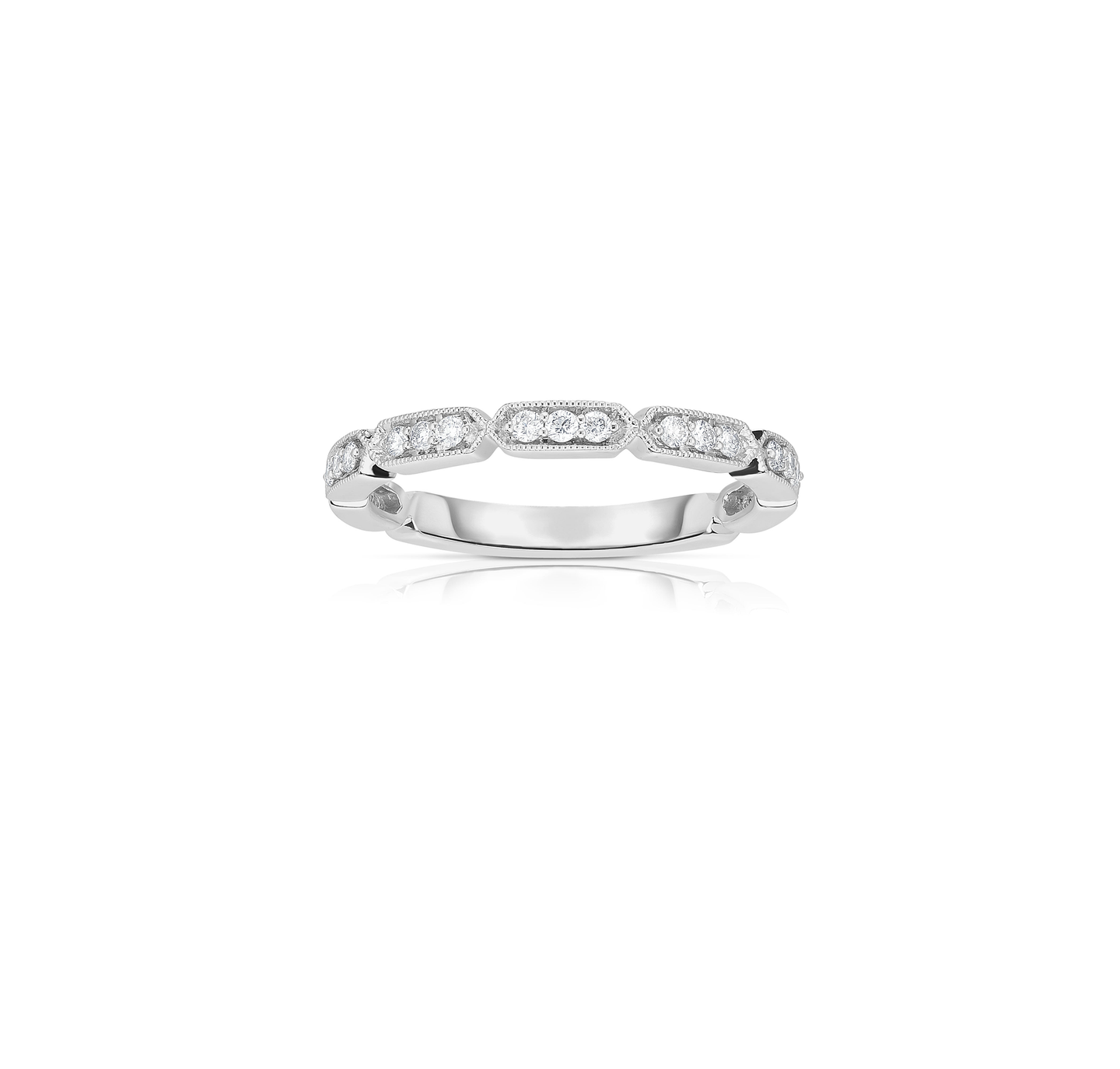 Sabel Collection 14K White Gold Round Diamond Sectioned Stacking Ring