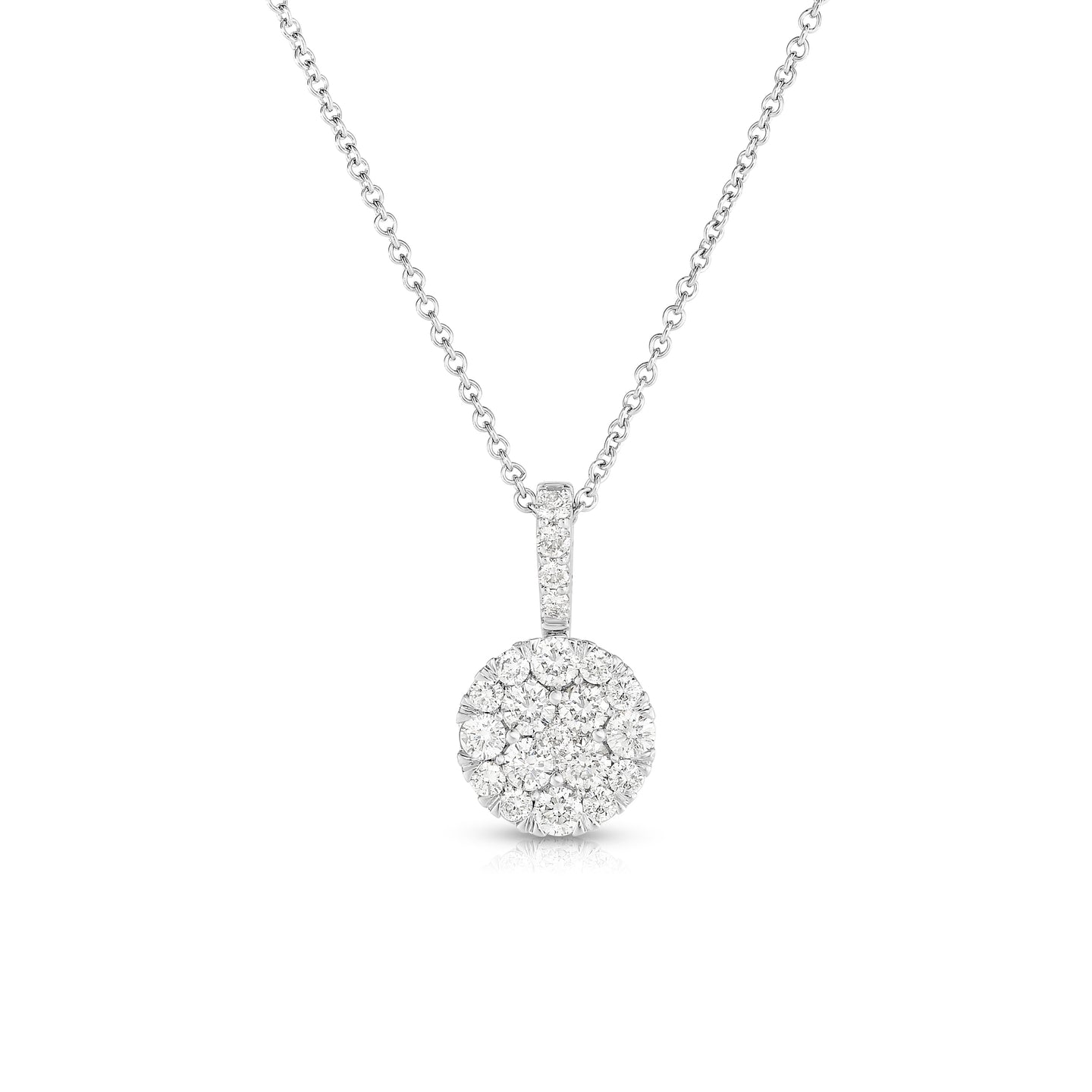 Sabel Collection 14K White Gold Round Diamond Round Pendant, 18