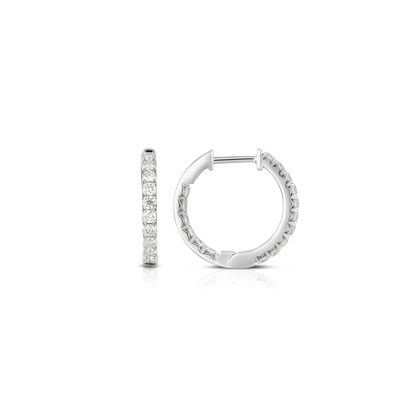 Sabel Collection 14K White Gold Inside Out Round Diamond Hoop Earrings