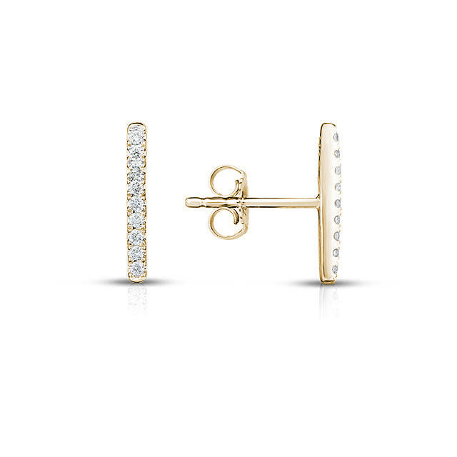 Sabel Collection Round Diamond Bar Earrings in 14K Yellow Gold