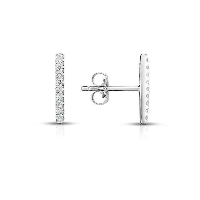 Sabel Collection 14K White Gold Round Diamond Bar Earrings