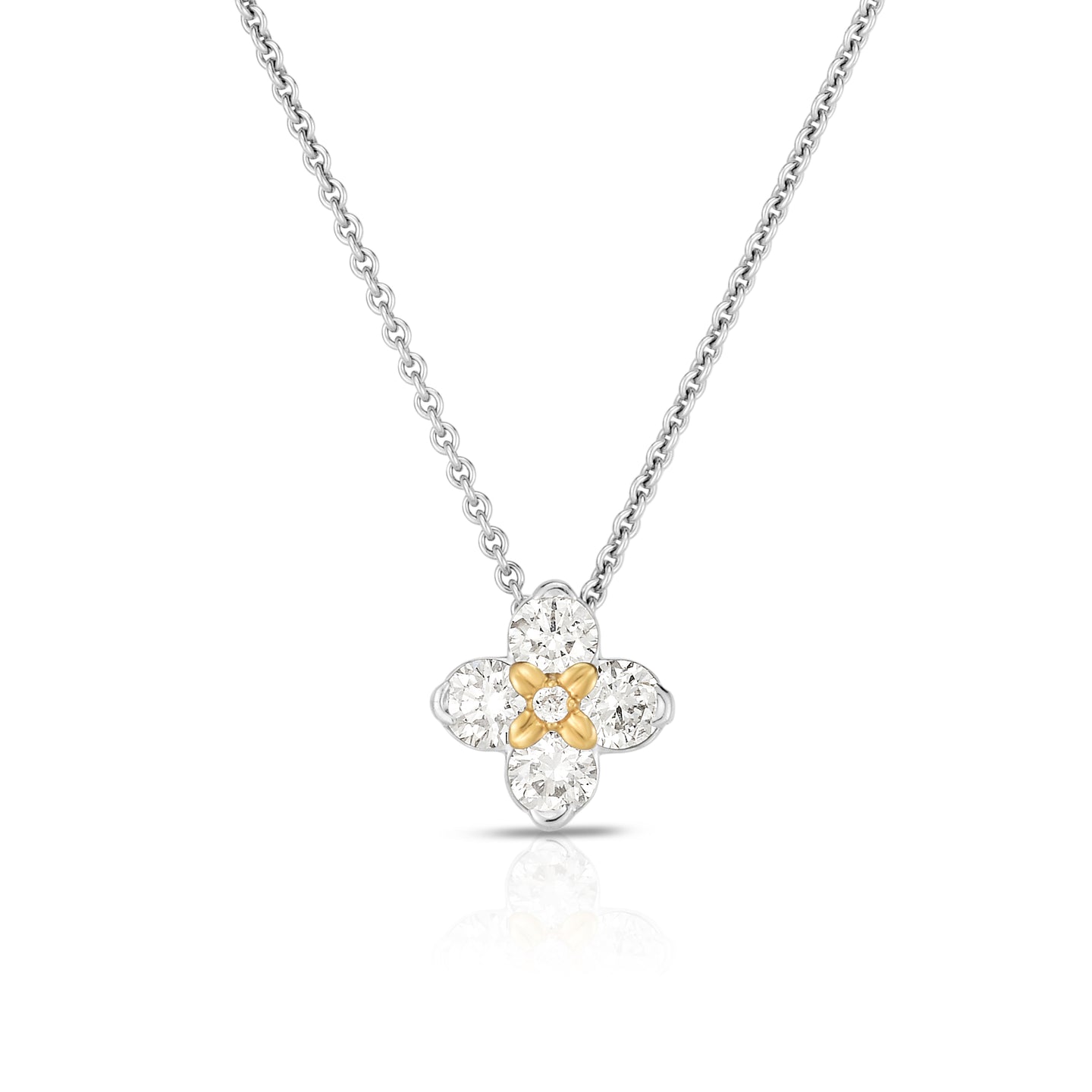 Sabel Collection 14K White and Yellow Gold Diamond Petite Flower Pendant Necklace