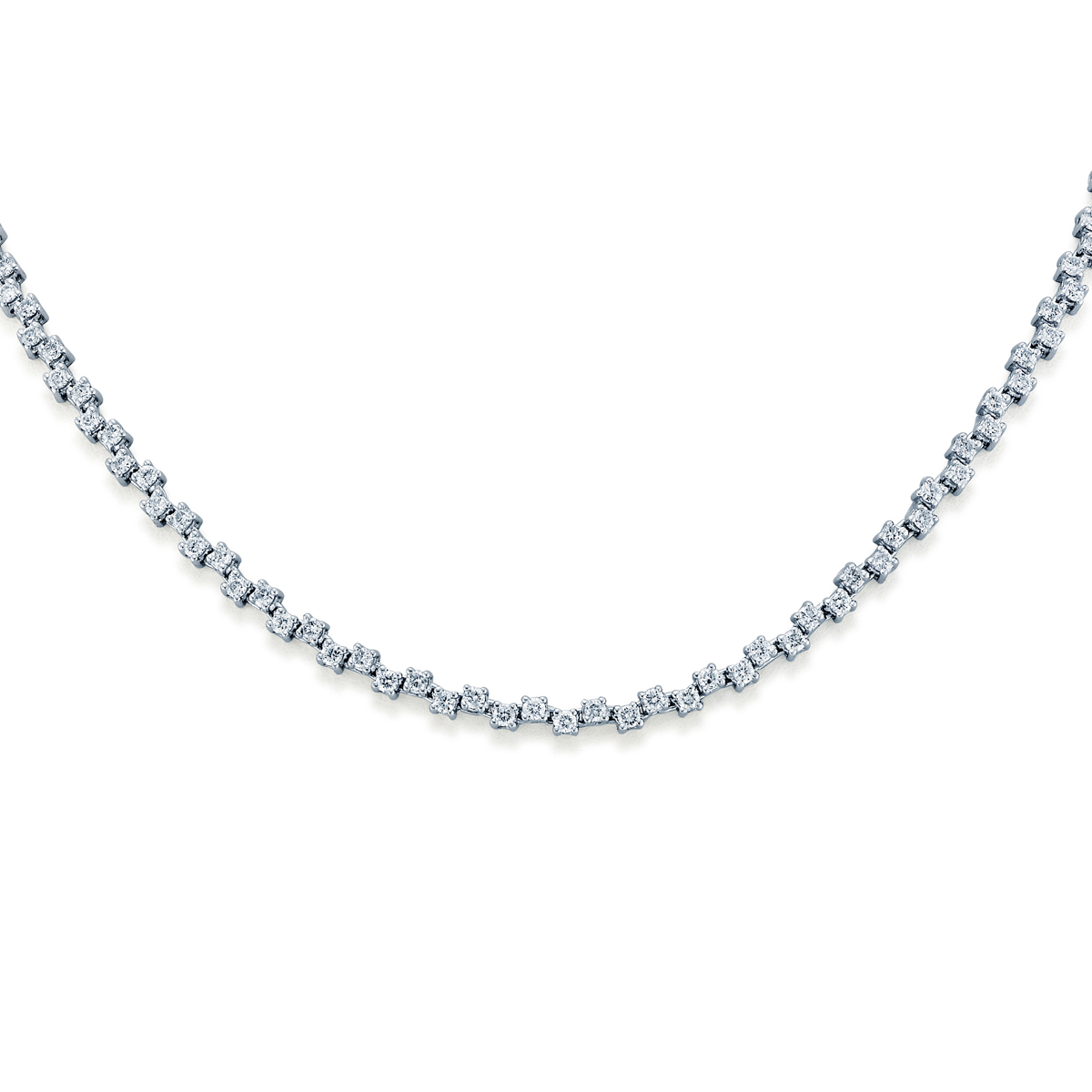 Sabel Collection White Gold Round Diamond Eternity Tennis Necklace