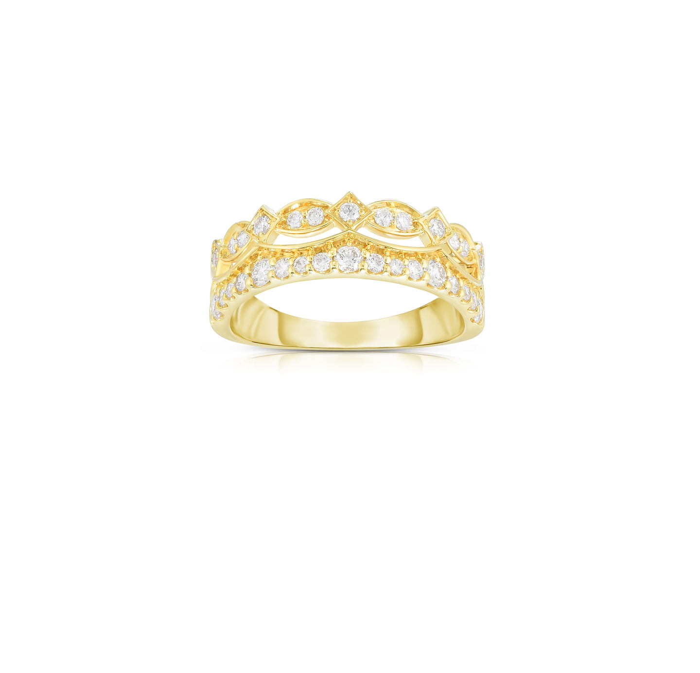 Sabel Collection 14K Yellow Gold Two Row Stack Diamond Ring