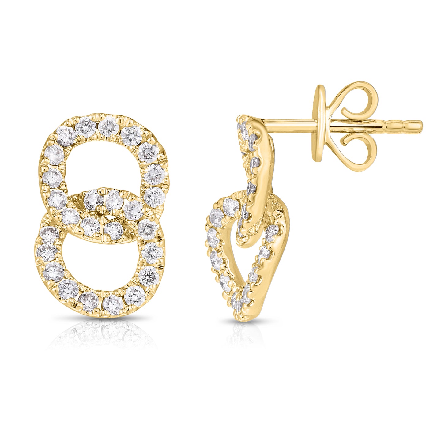 Sabel Collection 14K Yellow Gold Double Circle Earrings with Diamonds