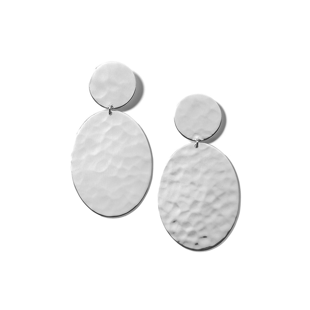 IPPOLITA Classico Sterling Silver Crinkle Hammered Oval Snowman Earrings