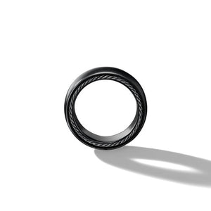 Streamline Wide Band Ring with Black Titanium, Size 13.5