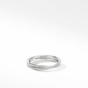 Crossover Micro Pavé Wedding Band Ring in Platinum