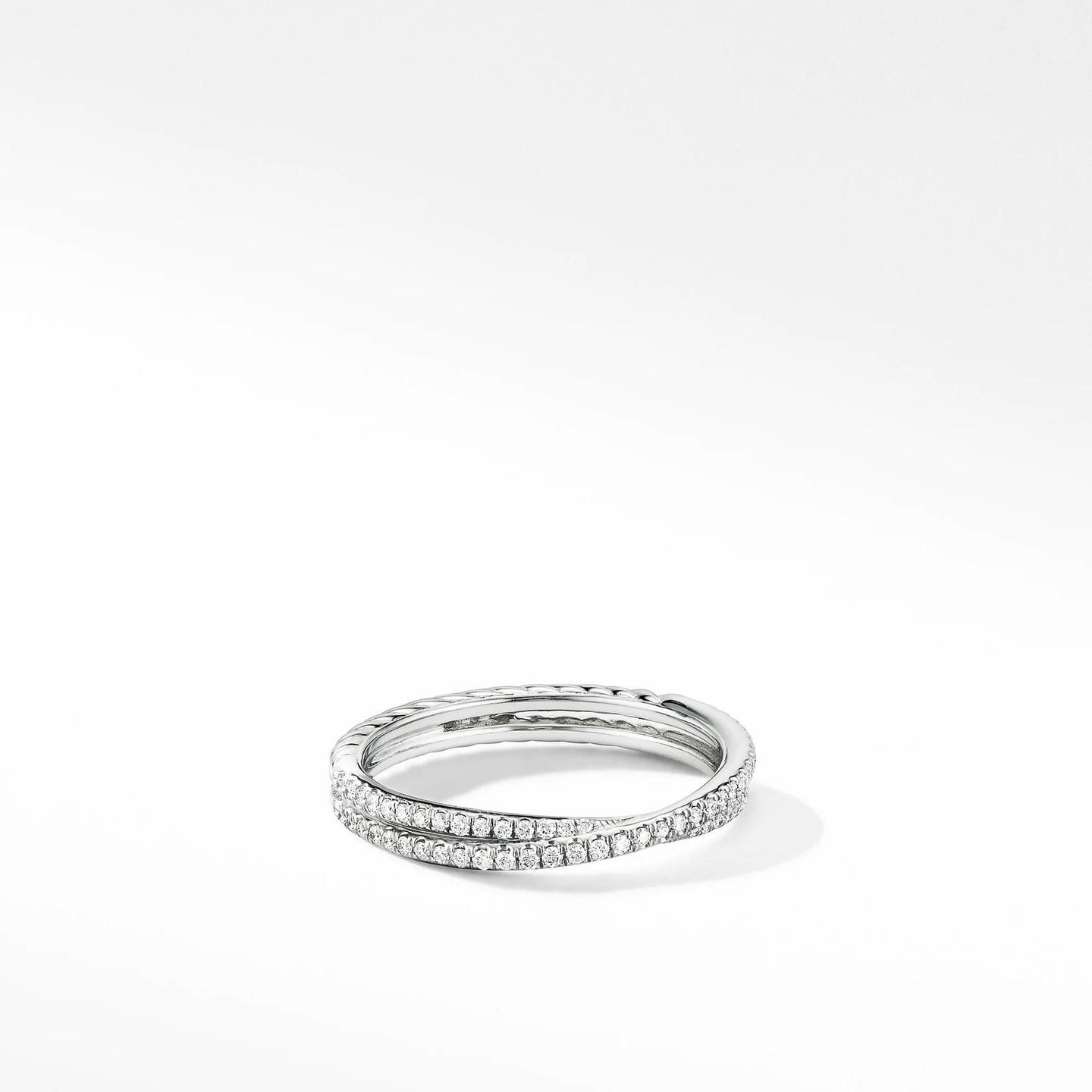 Crossover Micro Pavé Wedding Band Ring in Platinum