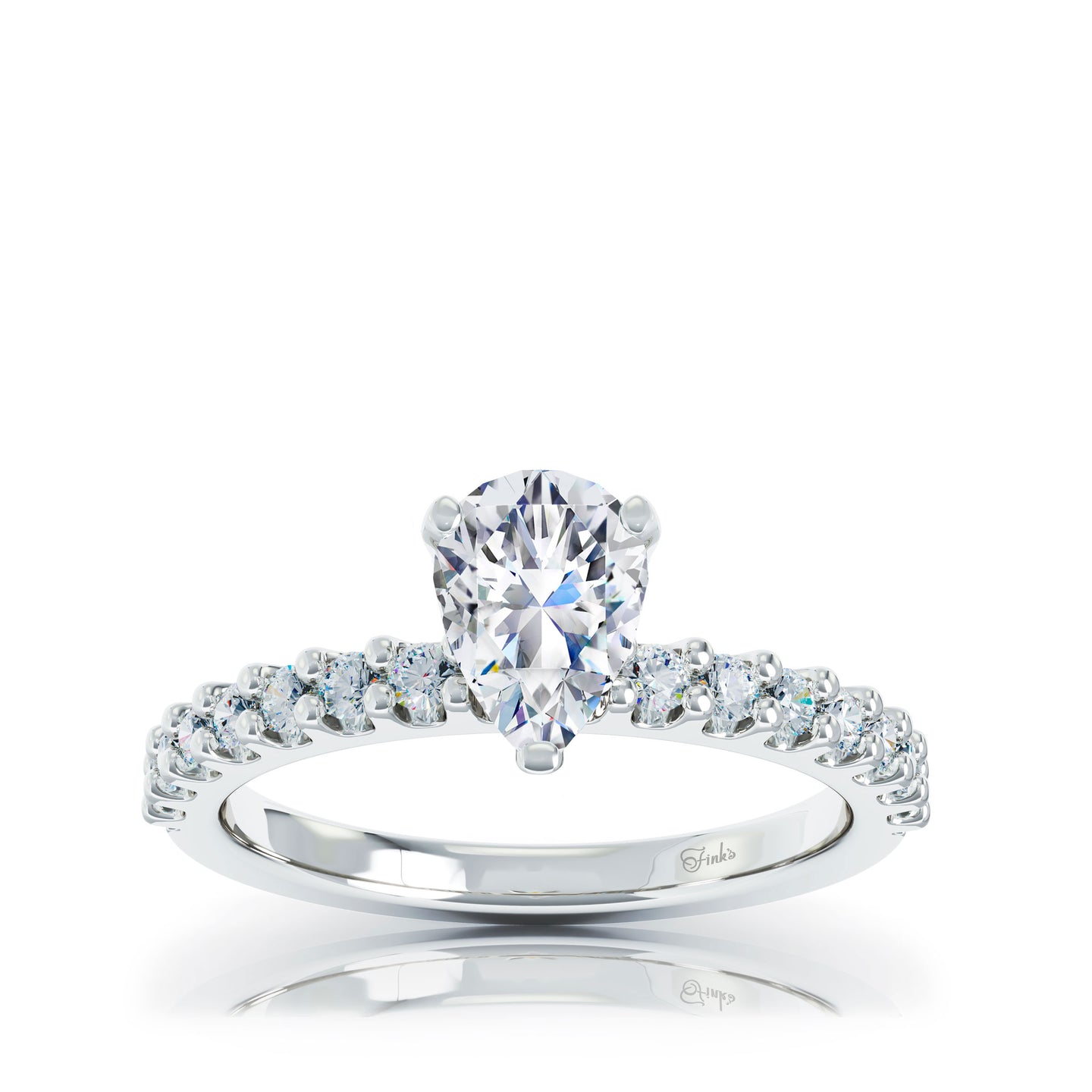 The Studio Collection Pear Cut Center Diamond and Diamond Shank Engagement Ring
