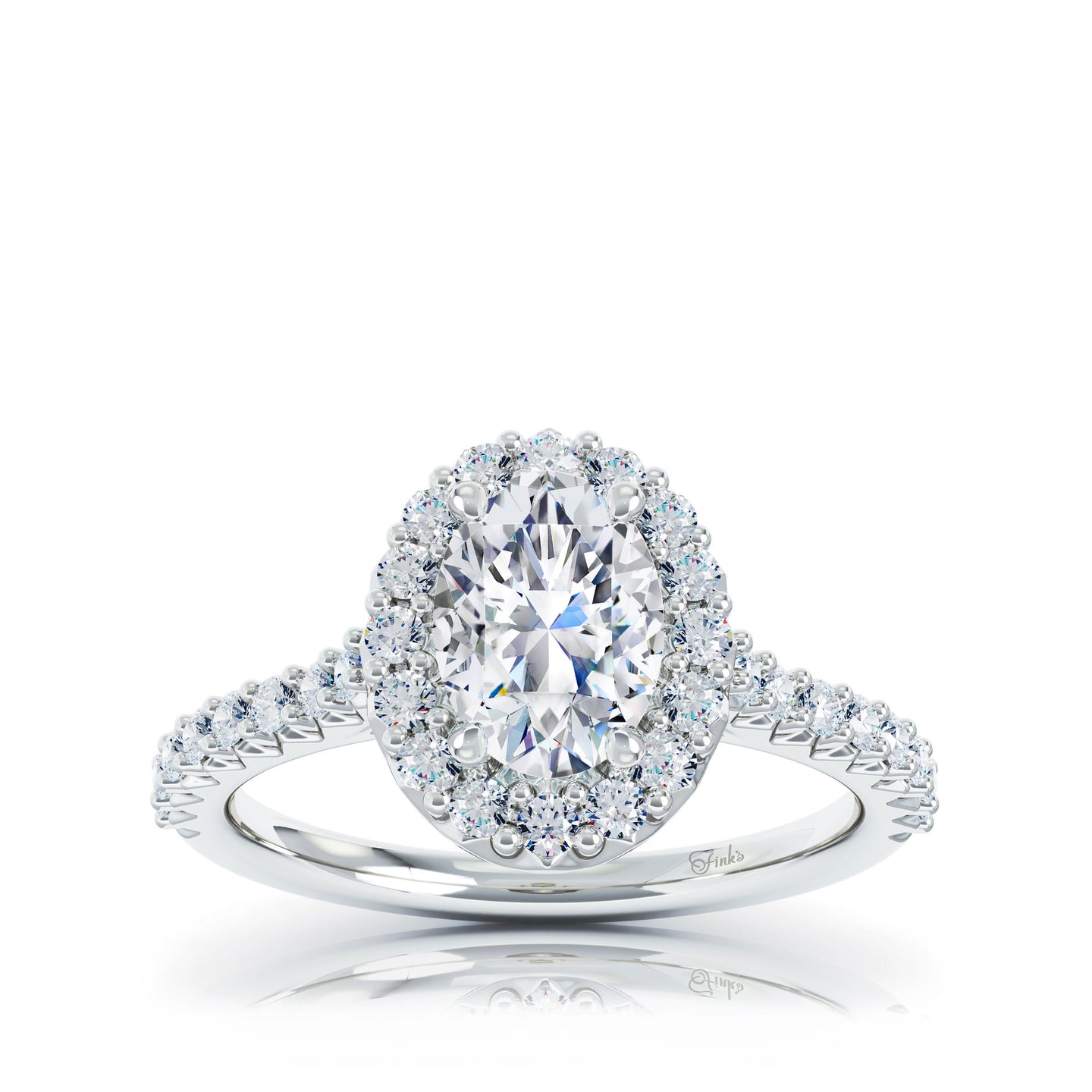 The Studio Collection Oval Center Diamond and Cushion Halo Engagement Ring