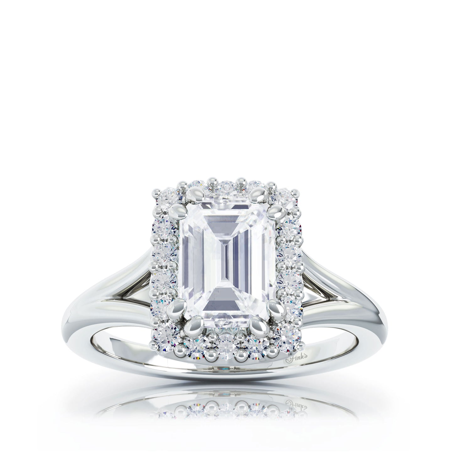 The Studio Collection Emerald Diamond Halo and Classic Shank Engagement Ring