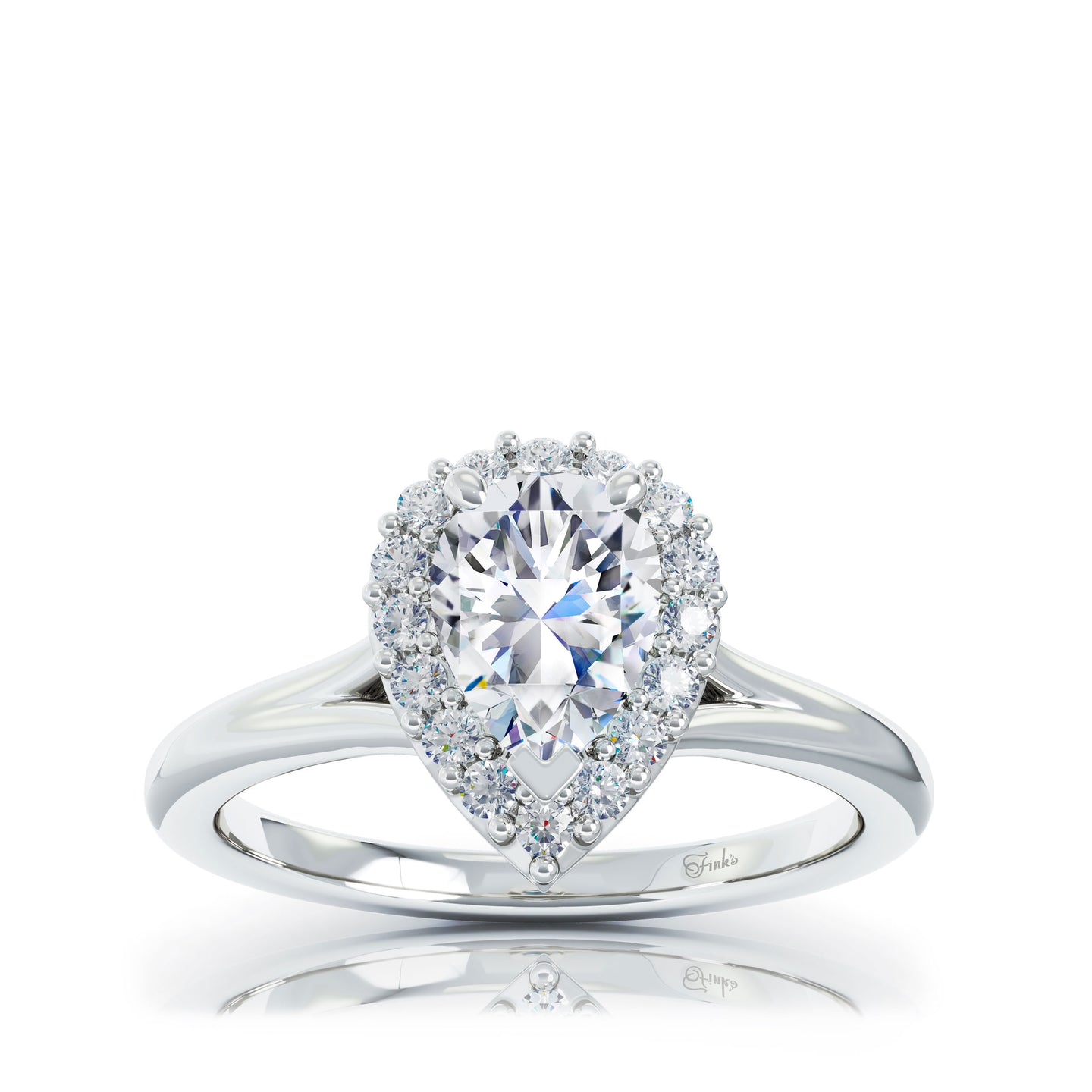 The Studio Collection Pear Diamond Halo and Classic Shank Engagement Ring